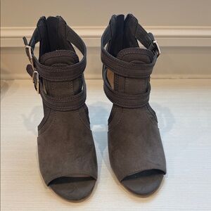Stylish Gray Women's Open-Toe Ankle Boots